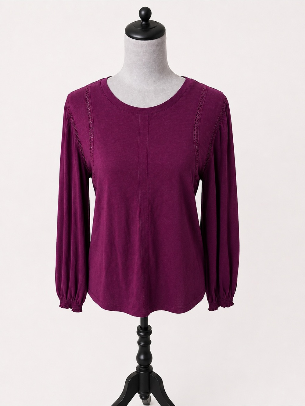 Democracy Deep Plum Long Sleeve Scoop Neck Top